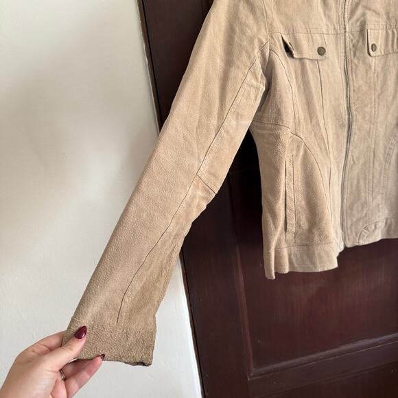 Y2K Vintage DOLLHOUSE | Tan Suede Leather Moto Style Jacket | Extra Large - Picture 2 of 9